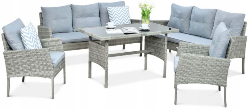 Zestaw Mebli Ogrodowych Focus Garden Wypoczynkowy Technorattan Cortina Sofa 2 Fotel Stół Dolphin Grey 1 szt