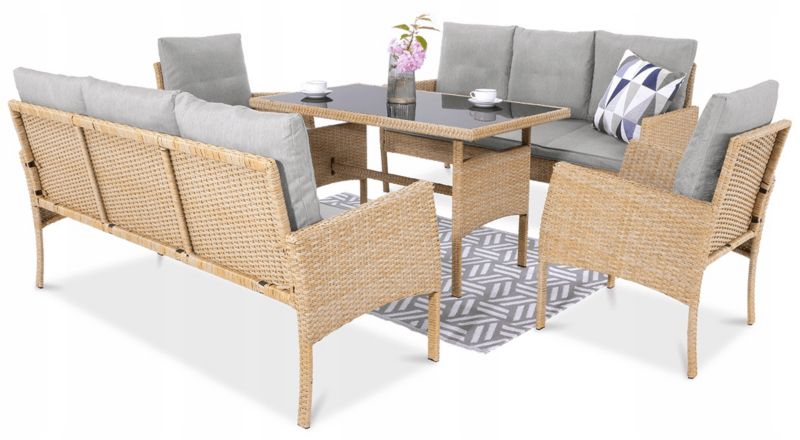Zestaw Mebli Ogrodowych Focus Garden Wypoczynkowy Technorattan Cortina Sofa 2x Fotel Stół 1 szt