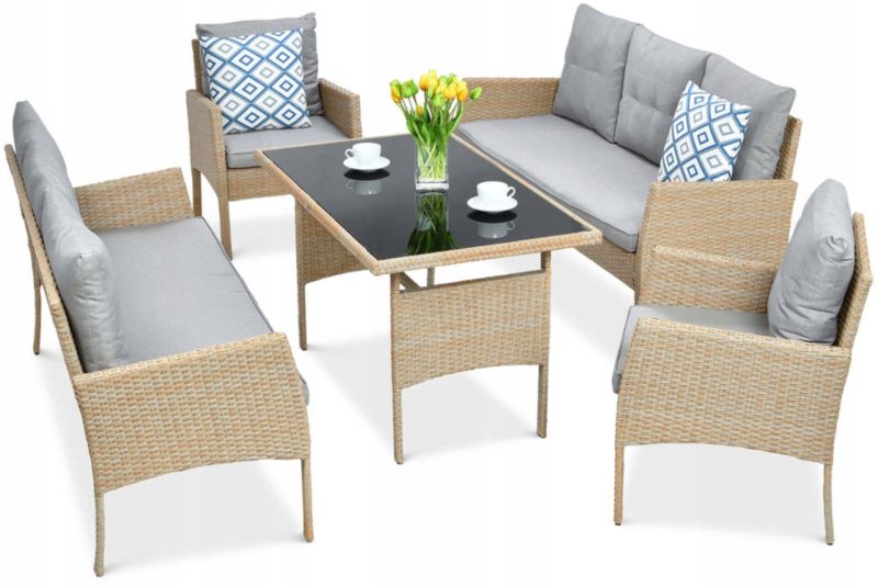 Zestaw Mebli Ogrodowych Focus Garden Wypoczynkowy Technorattan Cortina Sofa 2x Fotel Stół 1 szt