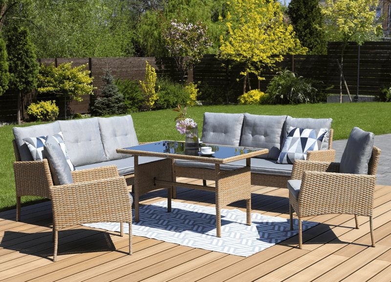 Zestaw Mebli Ogrodowych Focus Garden Wypoczynkowy Technorattan Cortina Sofa 2x Fotel Stół 1 szt