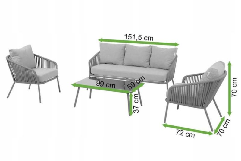 Zestaw Mebli Ogrodowych Focus Garden Wypoczynkowych Anders Narożnik Stolik 2 Fotel Taras 1 szt