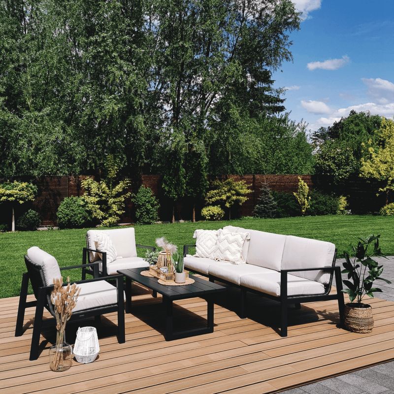 Zestaw Mebli Ogrodowych Focus Garden Wypoczynkowych Lotus Sofa Stół Fotel Ogród Ciemny Szary 1 szt