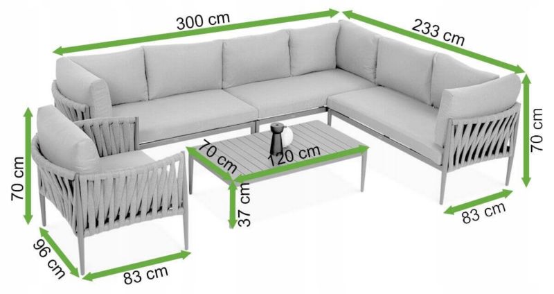 Zestaw Mebli Ogrodowych Focus Garden Wypoczynkowych Monza Narożnik Stolik Premium Antracytowy 1 szt