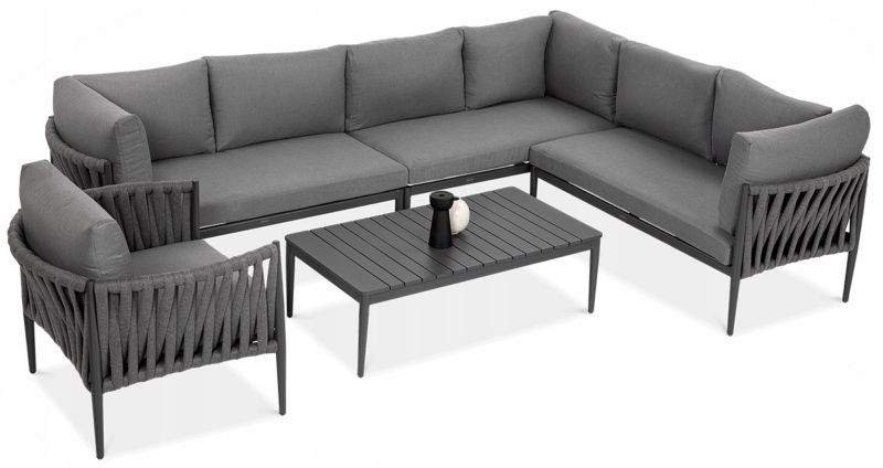 Zestaw Mebli Ogrodowych Focus Garden Wypoczynkowych Monza Narożnik Stolik Premium Antracytowy 1 szt