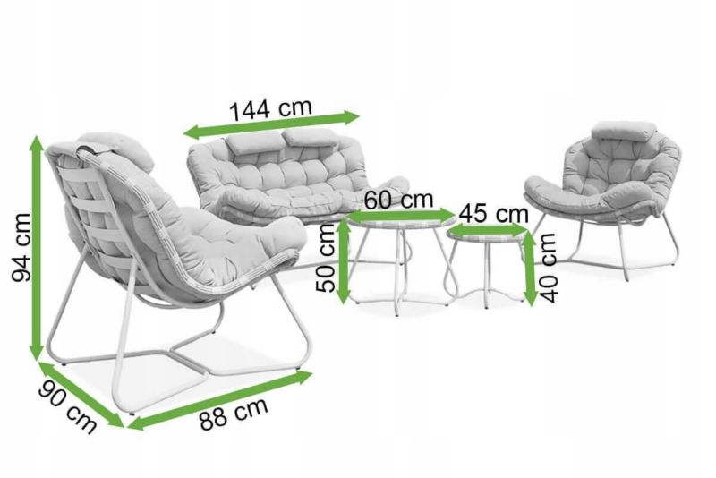 Zestaw Mebli Ogrodowych Focus Garden Wypoczynkowych Rodos Stolik Sofa Fotel Szary 1 szt