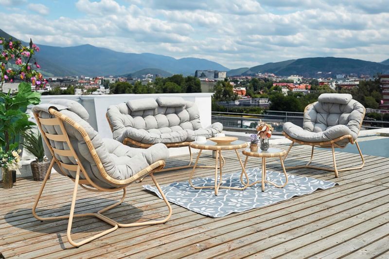 Zestaw Mebli Ogrodowych Focus Garden Wypoczynkowych Rodos Stolik Sofa Fotel Szary 1 szt