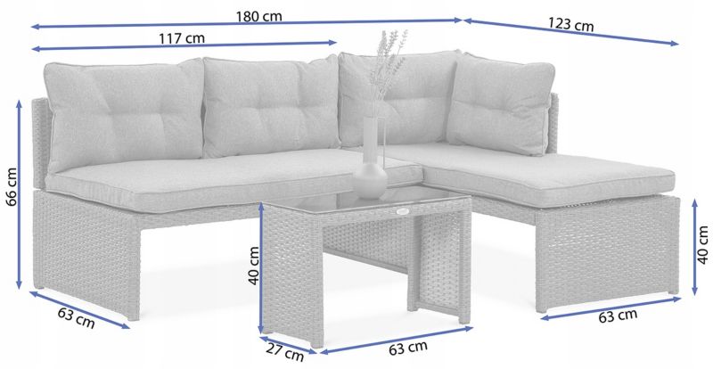 Zestaw Mebli Ogrodowych Focus Garden Wypoczynkowych Technorattan Canvas Narożnik Ciemny 1 szt