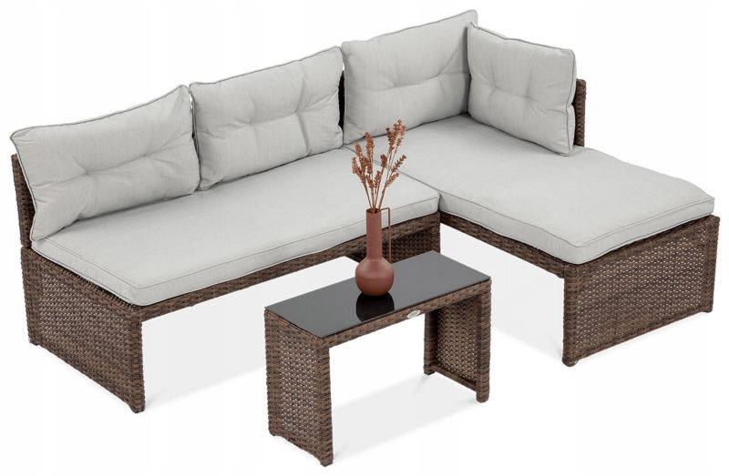 Zestaw Mebli Ogrodowych Focus Garden Wypoczynkowych Technorattan Canvas Narożnik Jasny 1 szt