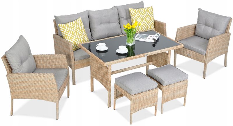 Zestaw Mebli Ogrodowych Focus Garden Wypoczynkowych Technorattan Cortina Narożnik Beige 1 szt