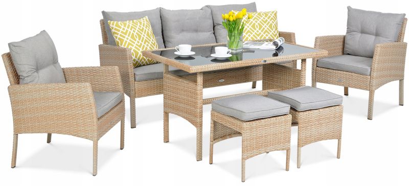 Zestaw Mebli Ogrodowych Focus Garden Wypoczynkowych Technorattan Cortina Narożnik Beige 1 szt
