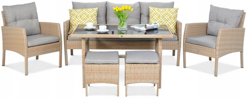 Zestaw Mebli Ogrodowych Focus Garden Wypoczynkowych Technorattan Cortina Narożnik Beige 1 szt