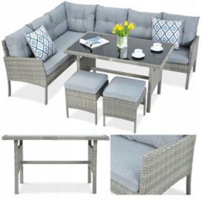 Zestaw Mebli Ogrodowych Focus Garden Wypoczynkowych Technorattan Cortina Narożnik Szary  Dolphin Grey 1 szt