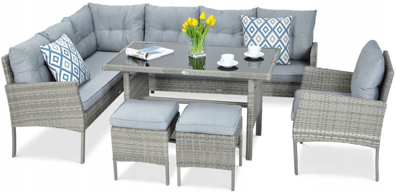 Zestaw Mebli Ogrodowych Focus Garden Wypoczynkowych Technorattan Cortina Narożnik Szary  Dolphin Grey 1 szt