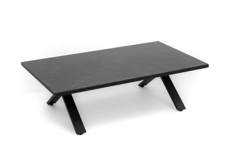 Zestaw mebli ogrodowych fotel sofa kanapa New Home MARABELLA beżowo czarny aluminiowy z blatem z płyty HPL 1 kpl