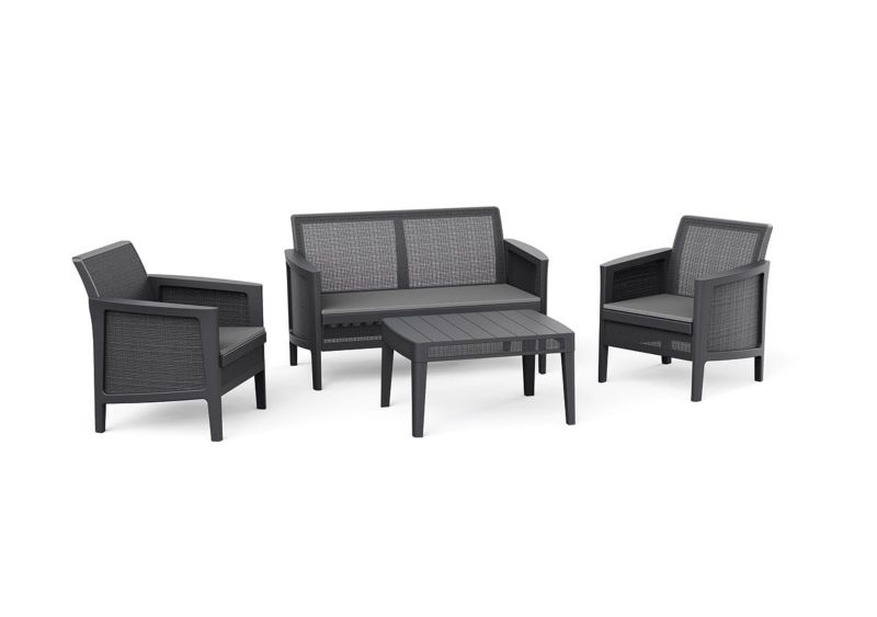 Zestaw mebli ogrodowych Keter Atlas Forma Czarny 4-osobowy Sofa, 2x Fotel i Stolik, 1szt