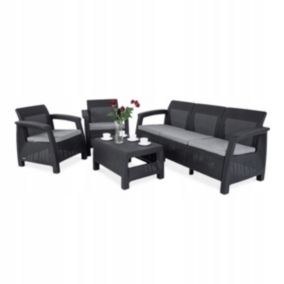 Zestaw Mebli Ogrodowych Keter Corfu Set 3 Graphite 2x Fotel + Sofa Czarny 1 szt