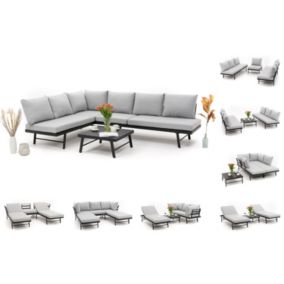 Zestaw mebli ogrodowych modułowych narożnik sofa fotel New Home BORA szaro grafitowy aluminiowy 1 kpl