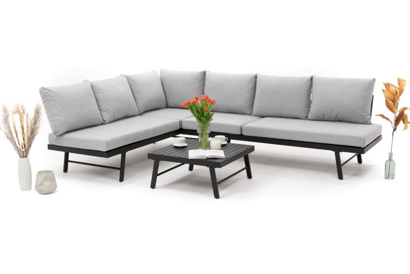 Zestaw mebli ogrodowych modułowych narożnik sofa fotel New Home BORA szaro grafitowy aluminiowy 1 kpl