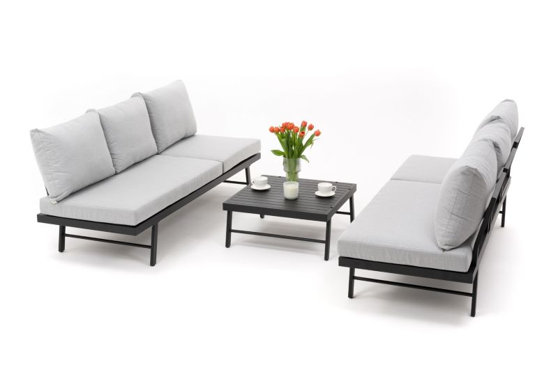 Zestaw mebli ogrodowych modułowych narożnik sofa fotel New Home BORA szaro grafitowy aluminiowy 1 kpl