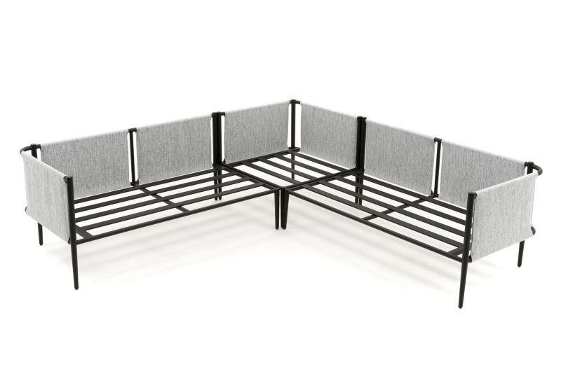 Zestaw mebli ogrodowych narożnik New Home BELIZE szaro czarny aluminiowy z blatem z płyty HPL 1 kpl