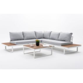 Zestaw mebli ogrodowych narożnik New Home MALE biało szary aluminiowy 1 kpl