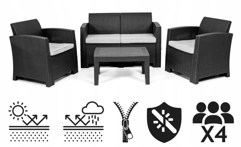Zestaw mebli ogrodowych Sapphire Boston 4-osobowy fotele sofa stół kpl