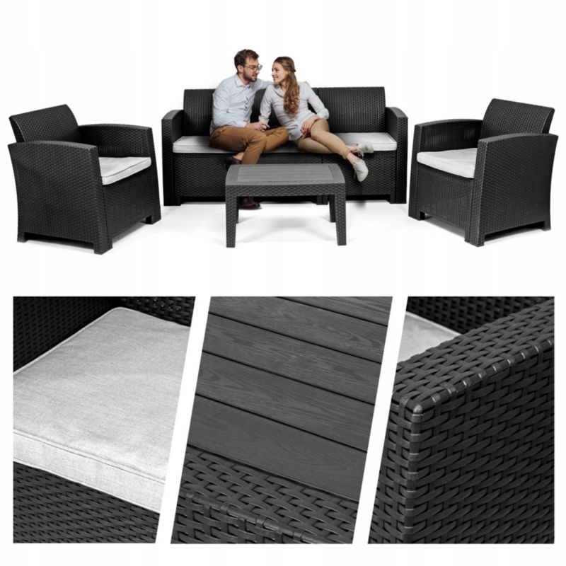Zestaw mebli ogrodowych Sapphire Venice 5-osobowy fotele sofa stół kpl