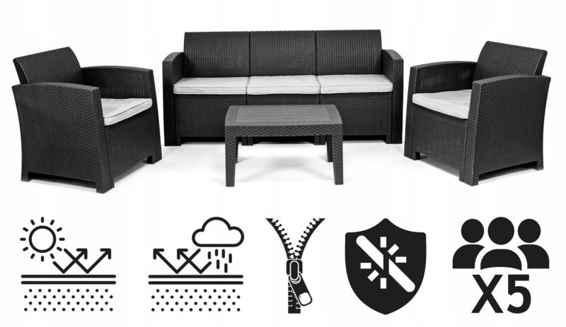 Zestaw mebli ogrodowych Sapphire Venice 5-osobowy fotele sofa stół kpl