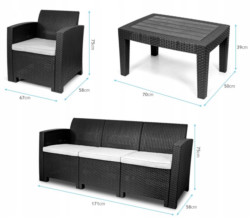 Zestaw mebli ogrodowych Sapphire Venice 5-osobowy fotele sofa stół kpl