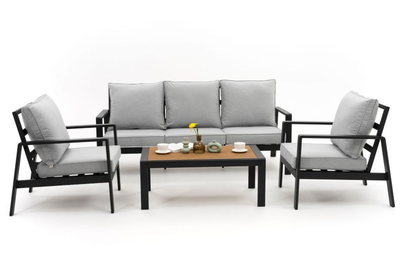 Zestaw mebli ogrodowych sofa fotel New Home ATOL 5 szaro grafitowy aluminiowy z blatem z deski kompozytowej 1 kpl