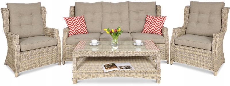 Zestaw Mebli Ogrodowych Technorattan TRIVENTO Sofa Stolik na Taras Beż 1 szt
