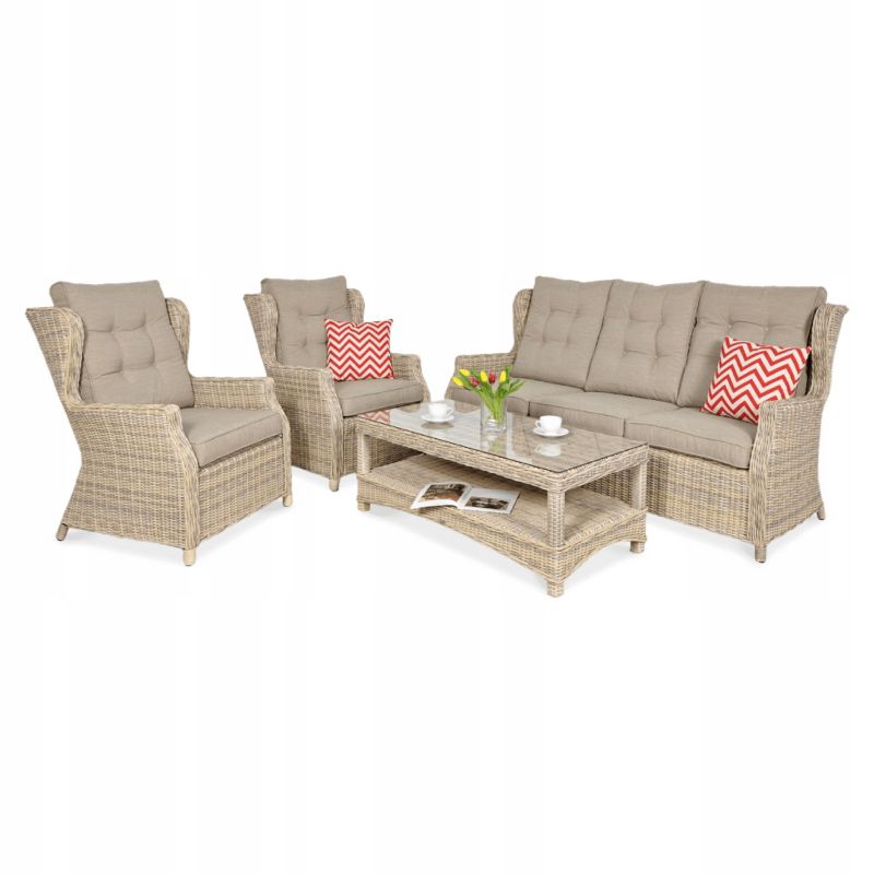 Zestaw Mebli Ogrodowych Technorattan TRIVENTO Sofa Stolik na Taras Beż 1 szt
