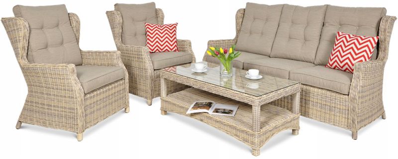 Zestaw Mebli Ogrodowych Technorattan TRIVENTO Sofa Stolik na Taras Beż 1 szt