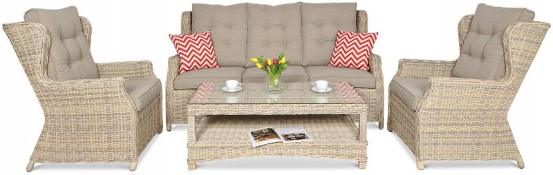 Zestaw Mebli Ogrodowych Technorattan TRIVENTO Sofa Stolik na Taras Beż 1 szt