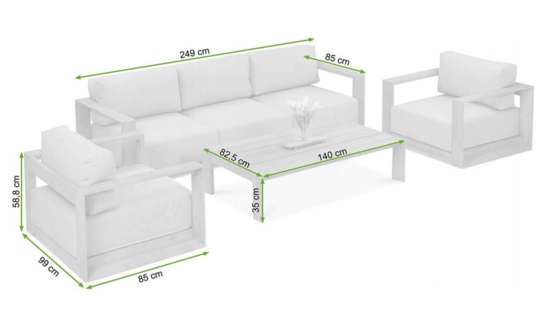 Zestaw Mebli Ogrodowych Wypoczynkowych ROYAL Drewno Stolik Fotel PREMIUM 1 szt