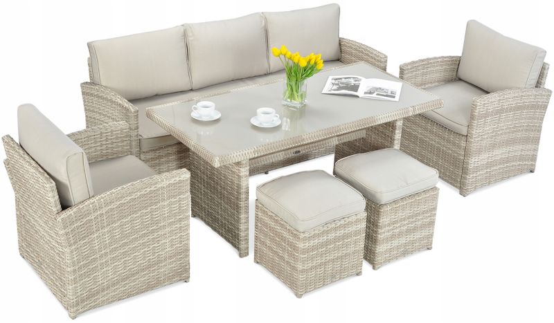 Zestaw Mebli Ogrodowych Wypoczynkowych Technorattan BORNEO Sofa Stół beż 1 szt