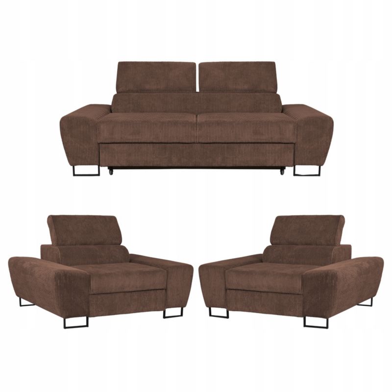 Zestaw mebli SAVIO do salonu sofa i fotele Family Meble brązowe 1 szt.