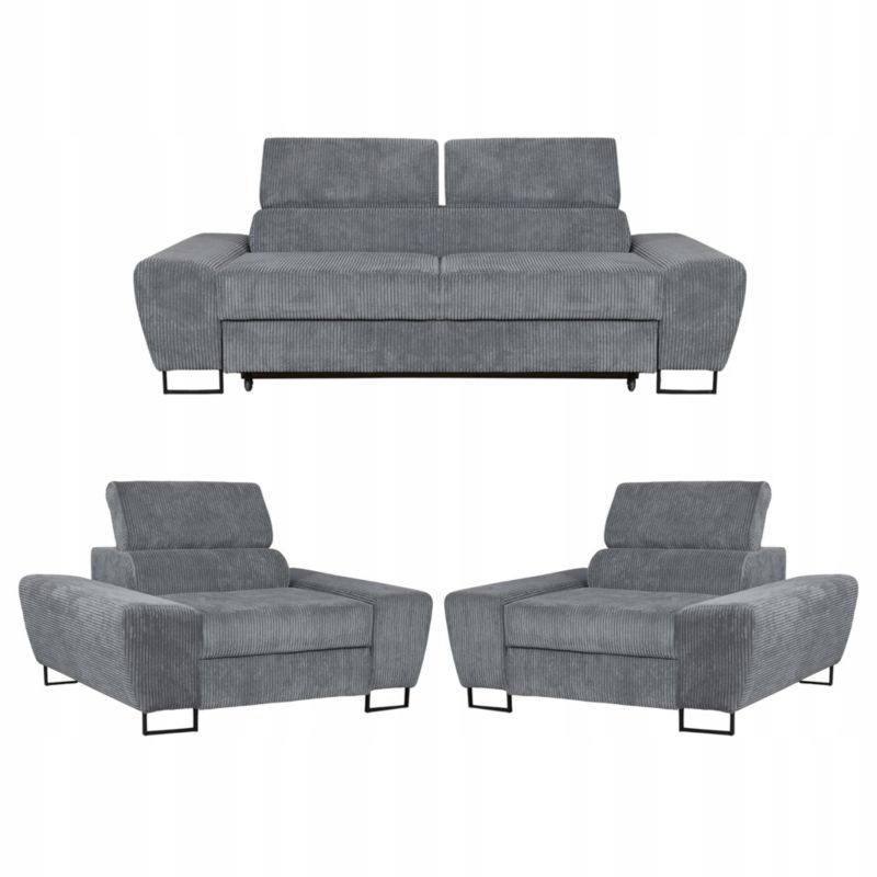 Zestaw mebli SAVIO do salonu sofa i fotele Family Meble szare 1 szt.
