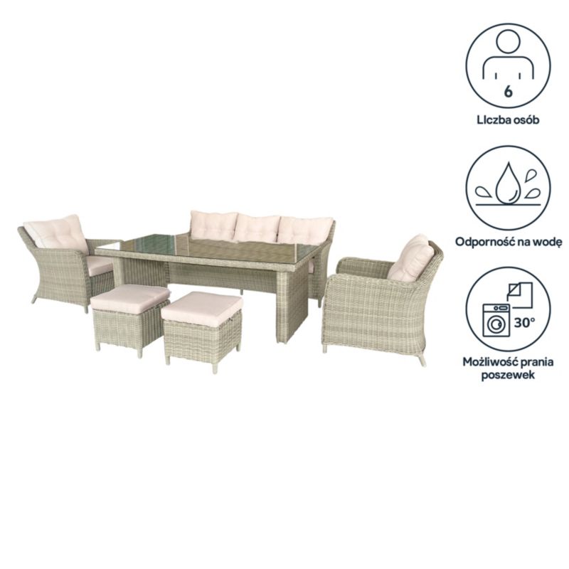 Zestaw mebli tarasowych GoodHome Cippertone 7-osobowy