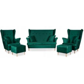 Zestaw mebli uszak do salonu sofa fotele pufy Family Meble Ari zielony 1szt