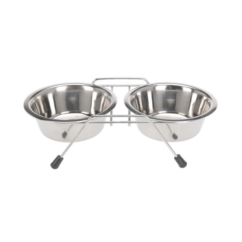 Zestaw misek na stojaku Pets Collection stal nierdzewna antypoślizgowa 35x17x8,5 cm 1 szt.