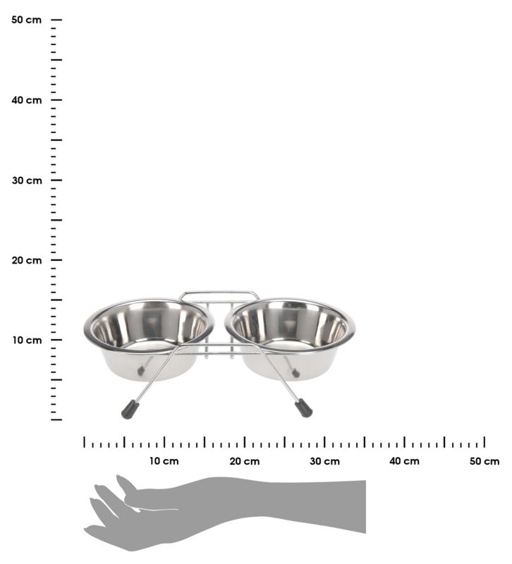 Zestaw misek na stojaku Pets Collection stal nierdzewna antypoślizgowa 35x17x8,5 cm 1 szt.