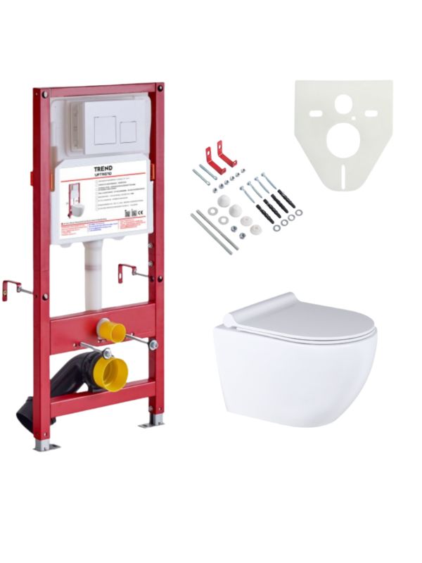 Zestaw miska WC + stelaż + akcesoria do montażu Uptrend YOSEMITE Caneo, UP-Pack, biały połysk 1 kpl.