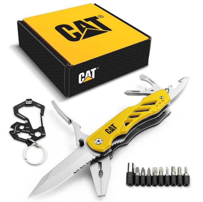 Zestaw Multitool Caterpillar podwójny z nożem i bitami + brelok 1 szt.