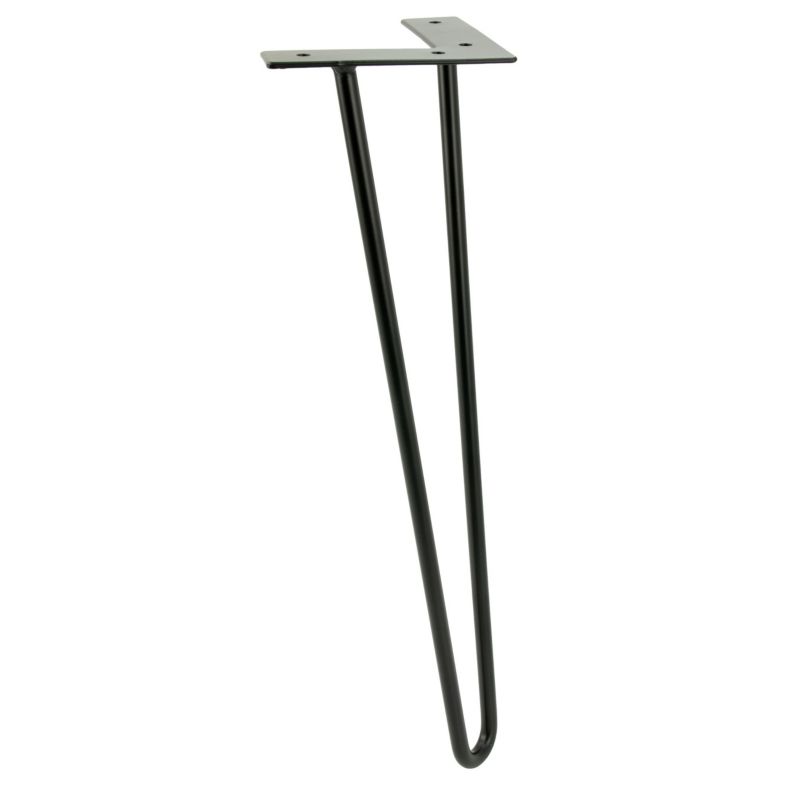 Zestaw nóżek meblowych B&B typu Hairpin wysokość 41 cm 2 pręty kolor czarny ze stopkami plastikowymi 4 szt
