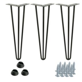 Zestaw nóżek meblowych B&B typu Hairpin wysokość 41 cm 3 pręty kolor czarny 3 szt