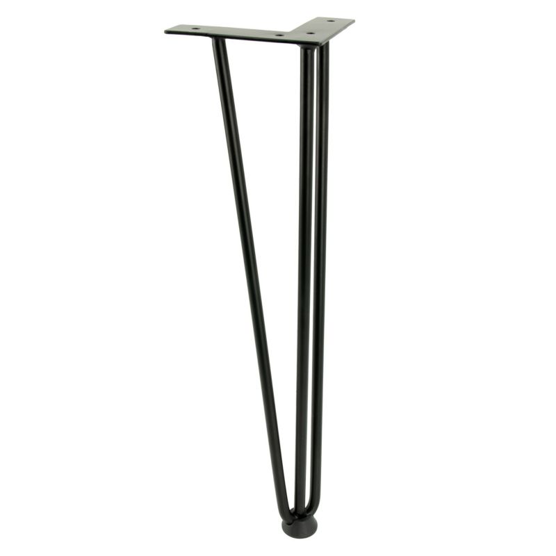 Zestaw nóżek meblowych B&B typu Hairpin wysokość 41 cm 3 pręty kolor czarny 3 szt
