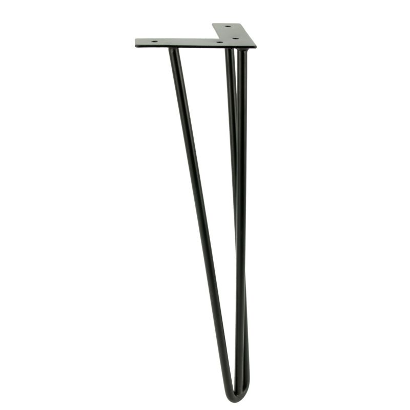 Zestaw nóżek meblowych B&B typu Hairpin wysokość 41 cm 3 pręty kolor czarny ze stopkami plastikowymi 4 szt