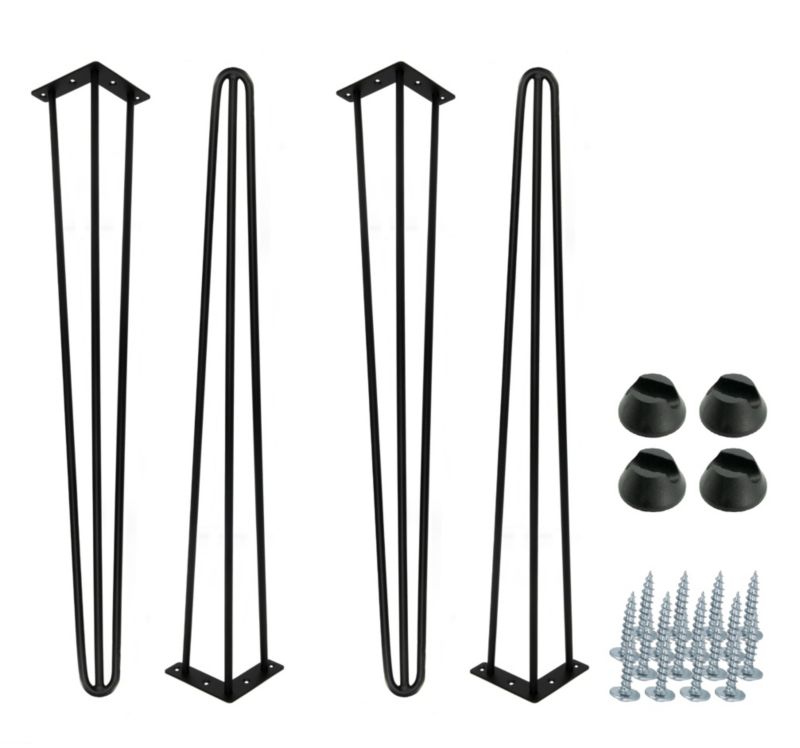 Zestaw nóg  Hairpin legs Loft 4 sztuki czarny mat wysokość 71 cm ze stopkami plastikowymi 4 szt