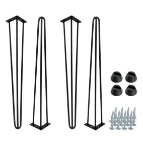 Zestaw nóg  Hairpin legs Loft 4 sztuki czarny mat wysokość 71 cm ze stopkami plastikowymi 4 szt